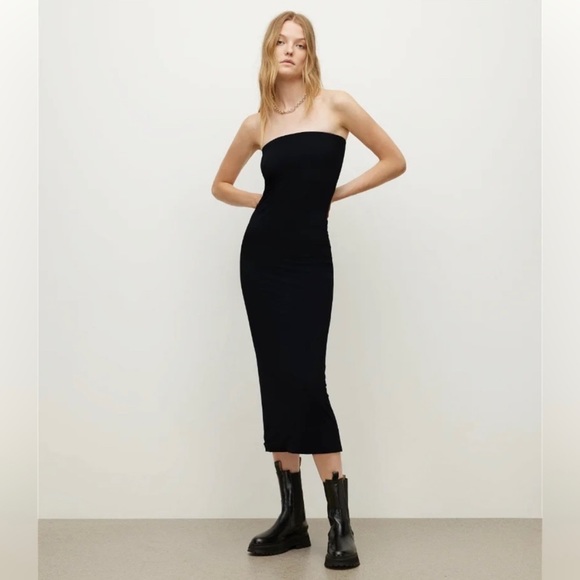 Allsaints Charlie Black Slip Midi Dress 8 Optional Straps All Saints NWT - Picture 3 of 16